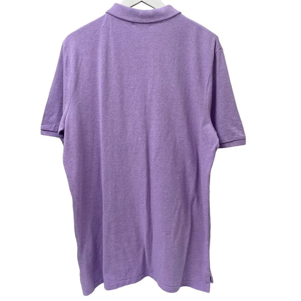 POLO Ralph Lauren Polo Shirt Large Purple Logo Cotton Pique Preppy Mens